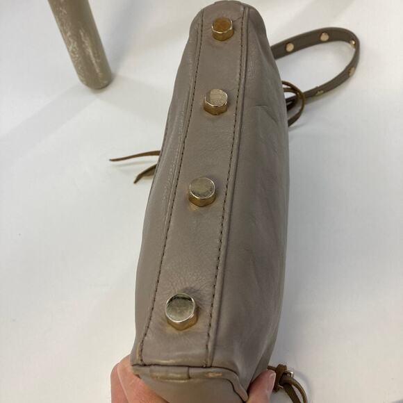 REBECCA MINKOFF TAUPE LEATHER GOLD STUD CROSSBODY BAG( ASIS) - Picture 10 of 16
